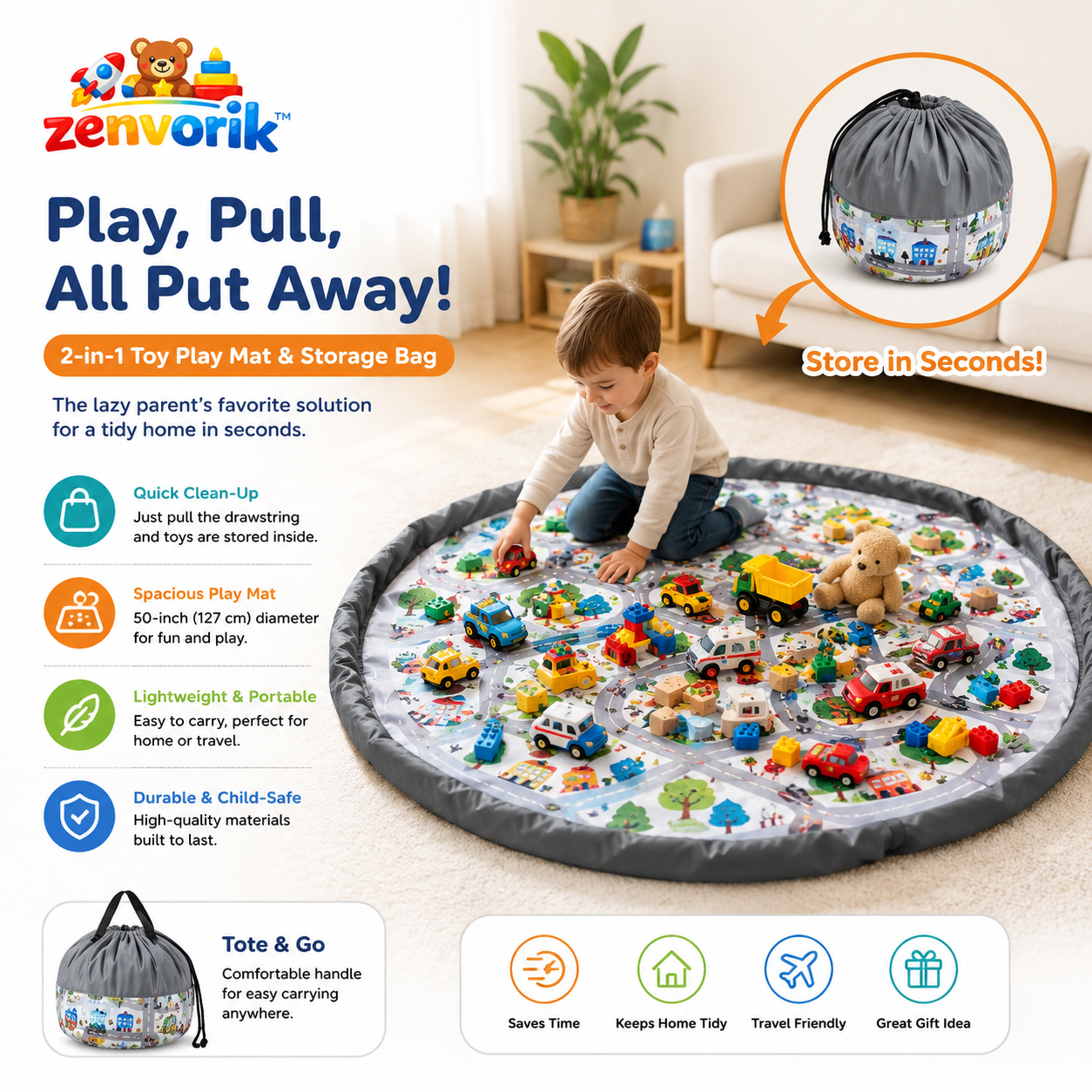 Zenvorik™ SnapNest Play & Store Mat