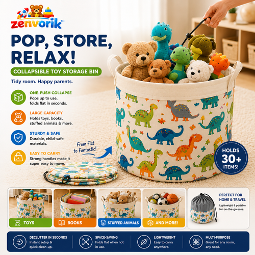 Zenvorik™ FoldaPop Toy Basket